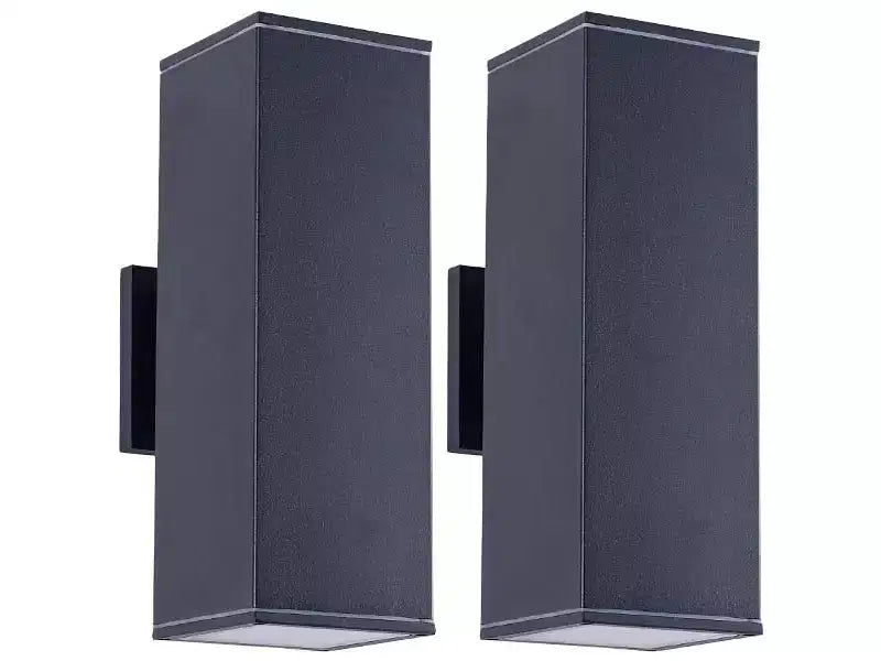 YANSUN 14in2 Lights Modern Matte Black Outdoor Porch Light Patio Light,2 Lights with Tempered Glass Cover Waterproof Wall Sconce 2 Pack
