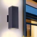 YANSUN 14in2 Lights Modern Matte Black Outdoor Porch Light Patio Light,2 Lights with Tempered Glass Cover Waterproof Wall Sconce 2 Pack