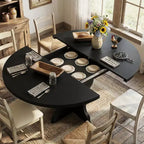 GustoWave 47-63 Extendable Round Dining Table for 4-8, Farmhouse Oval Kitchen Table, Metal Frame, Space-Saving