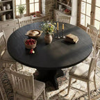 GustoWave 47-63 Extendable Round Dining Table for 4-8, Farmhouse Oval Kitchen Table, Metal Frame, Space-Saving
