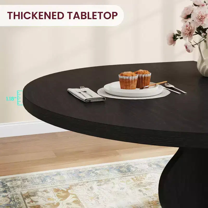 GustoWave 47-63 Extendable Round Dining Table for 4-8, Farmhouse Oval Kitchen Table, Metal Frame, Space-Saving