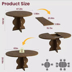 GustoWave 47-63 Extendable Round Dining Table for 4-8, Farmhouse Oval Kitchen Table, Metal Frame, Space-Saving