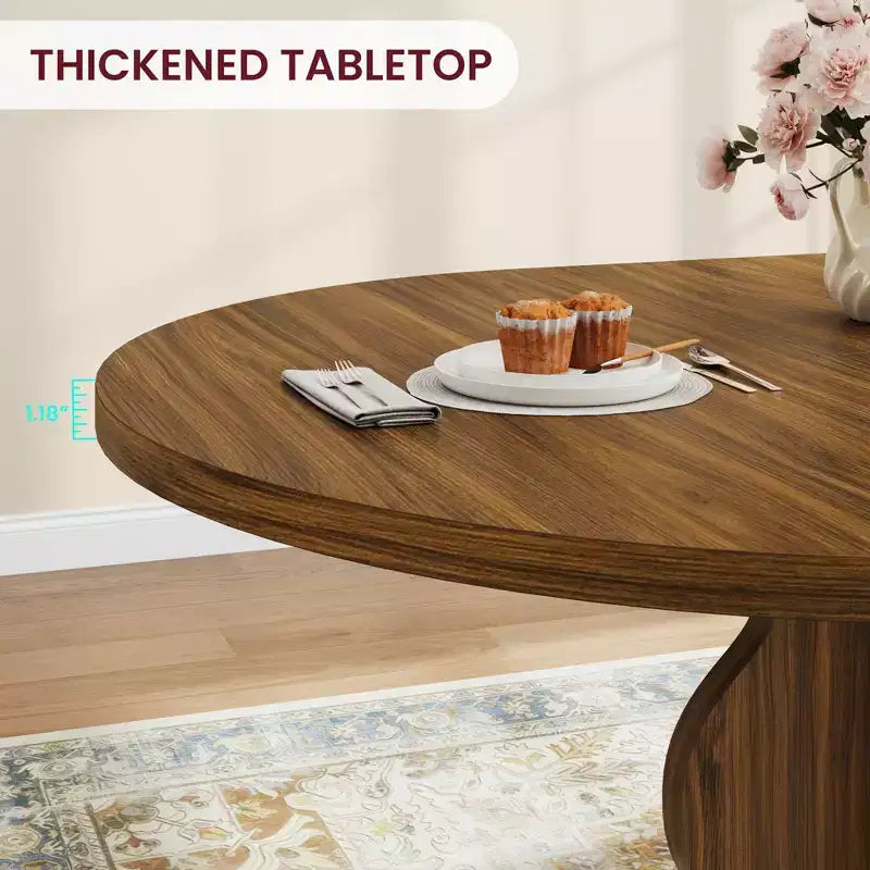 GustoWave 47-63 Extendable Round Dining Table for 4-8, Farmhouse Oval Kitchen Table, Metal Frame, Space-Saving