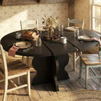 GustoWave 47-63 Extendable Round Dining Table for 4-8, Farmhouse Oval Kitchen Table, Metal Frame, Space-Saving