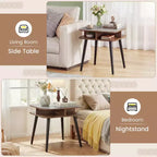 Costway 1/2 PCS Faux Marble End Table with Storage Shelves & Rubber Wood Legs for Living Room Gray, Walnut & Black