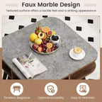 Costway 1/2 PCS Faux Marble End Table with Storage Shelves & Rubber Wood Legs for Living Room Gray, Walnut & Black