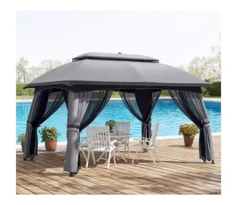 Outdoor Gazebo Canopy Shelter,Patio Gazebo,with Netting,Vented Roof