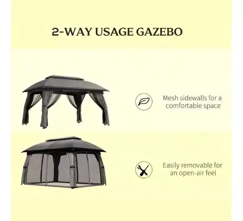 Outdoor Gazebo Canopy Shelter,Patio Gazebo,with Netting,Vented Roof