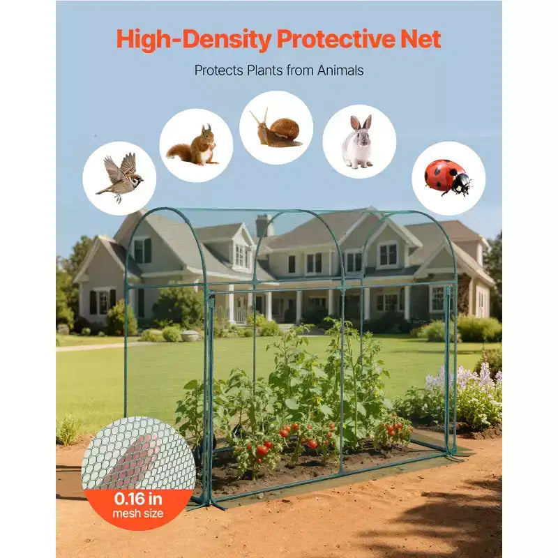 Crop Cage, 5.9 x 2.98 x 4.9 ft Plant Protection Tent with Zippered Door, Wind-Resistant Tall Crop Cage, Easy to Install