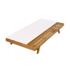 Outdoor Acacia Wood Chaise Lounge with Cushions, Modern Patio Reclining Lounge Chairs with Side Space Design for Backyard, Poolside-Panipeachy