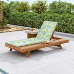 Outdoor Acacia Wood Chaise Lounge with Cushions, Modern Patio Reclining Lounge Chairs with Side Space Design for Backyard, Poolside-Panipeachy