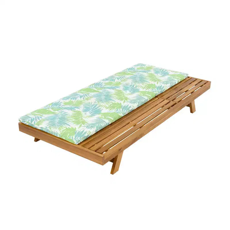 Outdoor Acacia Wood Chaise Lounge with Cushions, Modern Patio Reclining Lounge Chairs with Side Space Design for Backyard, Poolside-Panipeachy