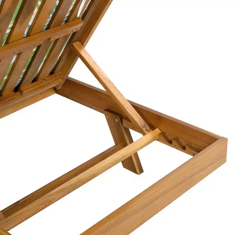 Outdoor Acacia Wood Chaise Lounge with Cushions, Modern Patio Reclining Lounge Chairs with Side Space Design for Backyard, Poolside-Panipeachy