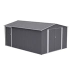 10 x 14 FT Outdoor Metal Storage Shed, Large Garden Shed Tool Shed with 3 Lockable Doors & Side Door, 4 Air Vents