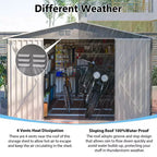 10 x 14 FT Outdoor Metal Storage Shed, Large Garden Shed Tool Shed with 3 Lockable Doors & Side Door, 4 Air Vents