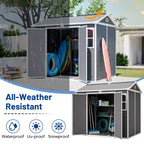 8 x 6 FT Plastic Utility Shed, Lockable Storage Shed for Garden Tools & Trash Bins, All-Weather Outdoor Organizer
