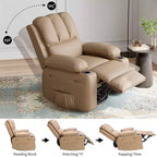 22in Rocker Swivel Recliner Chair, PU Leather Lazy Recliner W/ 1.5X Sponge, Cup Holder & Side Pockets, 360 Swivel for Living Room, Bedroom, Nursery