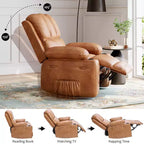 22in Rocker Swivel Recliner Chair, PU Leather Lazy Recliner W/ 1.5X Sponge, Cup Holder & Side Pockets, 360 Swivel for Living Room, Bedroom, Nursery