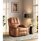 22in Rocker Swivel Recliner Chair, PU Leather Lazy Recliner W/ 1.5X Sponge, Cup Holder & Side Pockets, 360 Swivel for Living Room, Bedroom, Nursery