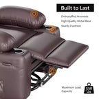 22in Rocker Swivel Recliner Chair, PU Leather Lazy Recliner W/ 1.5X Sponge, Cup Holder & Side Pockets, 360 Swivel for Living Room, Bedroom, Nursery