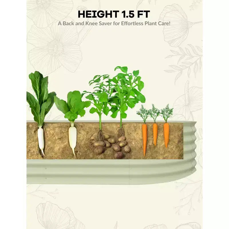 Galvanized Steel Raised Garden Beds, Rust-Resistant, Easy Assembly, for Outdoor Vegetables/Flowers, Beige, 2 Pcs, Available in Multiple Sizes