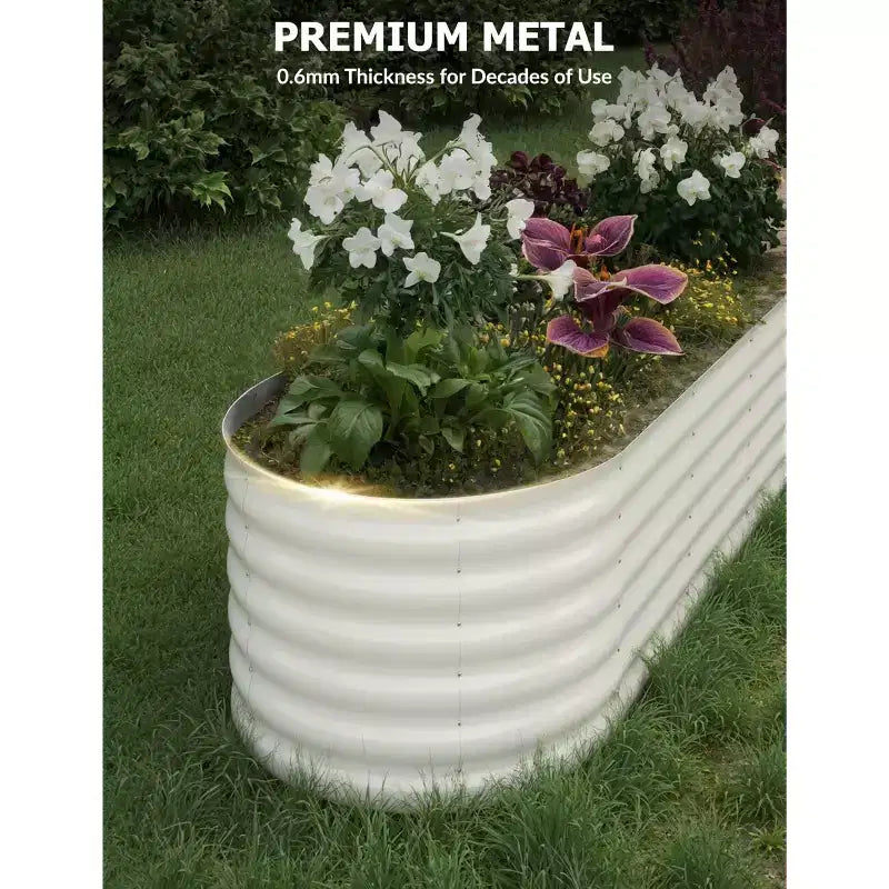 Galvanized Steel Raised Garden Beds, Rust-Resistant, Easy Assembly, for Outdoor Vegetables/Flowers, Beige, 2 Pcs, Available in Multiple Sizes