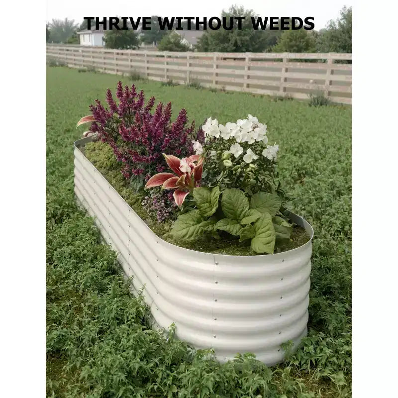 Galvanized Steel Raised Garden Beds, Rust-Resistant, Easy Assembly, for Outdoor Vegetables/Flowers, Beige, 2 Pcs, Available in Multiple Sizes