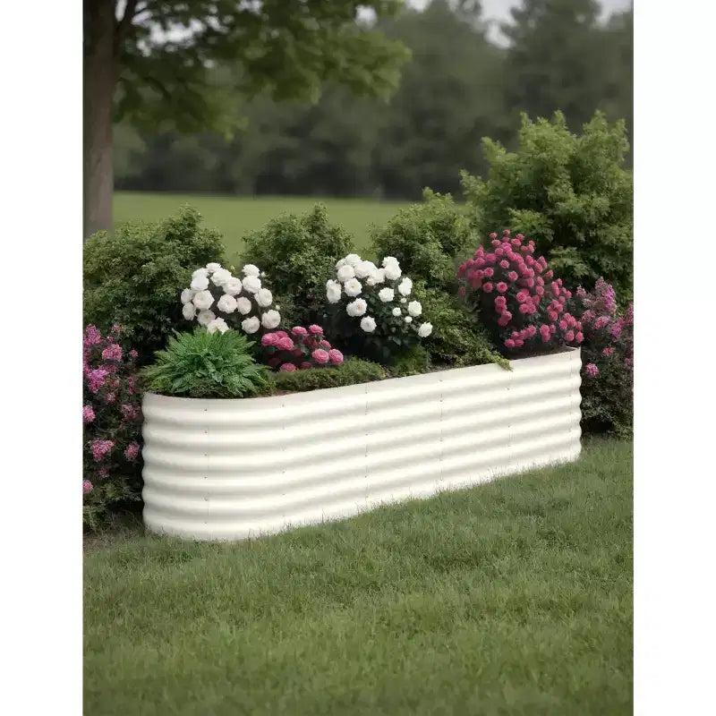 Galvanized Steel Raised Garden Beds, Rust-Resistant, Easy Assembly, for Outdoor Vegetables/Flowers, Beige, 2 Pcs, Available in Multiple Sizes