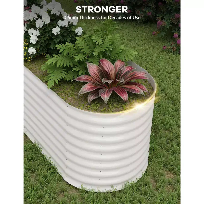 Galvanized Steel Raised Garden Beds, Rust-Resistant, Easy Assembly, for Outdoor Vegetables/Flowers, Beige, 2 Pcs, Available in Multiple Sizes