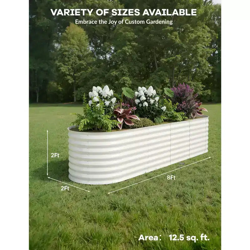 Galvanized Steel Raised Garden Beds, Rust-Resistant, Easy Assembly, for Outdoor Vegetables/Flowers, Beige, 2 Pcs, Available in Multiple Sizes