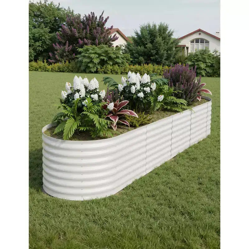 Galvanized Steel Raised Garden Beds, Rust-Resistant, Easy Assembly, for Outdoor Vegetables/Flowers, Beige, 2 Pcs, Available in Multiple Sizes
