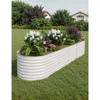 Galvanized Steel Raised Garden Beds, Rust-Resistant, Easy Assembly, for Outdoor Vegetables/Flowers, Beige, 2 Pcs, Available in Multiple Sizes