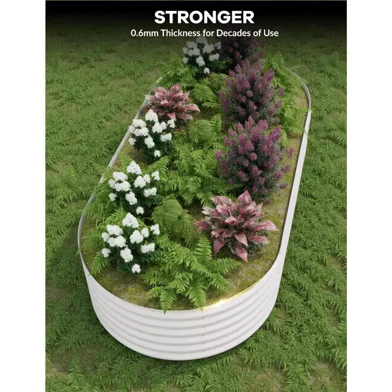 Galvanized Steel Raised Garden Beds, Rust-Resistant, Easy Assembly, for Outdoor Vegetables/Flowers, Beige, 2 Pcs, Available in Multiple Sizes