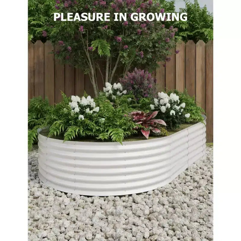 Galvanized Steel Raised Garden Beds, Rust-Resistant, Easy Assembly, for Outdoor Vegetables/Flowers, Beige, 2 Pcs, Available in Multiple Sizes