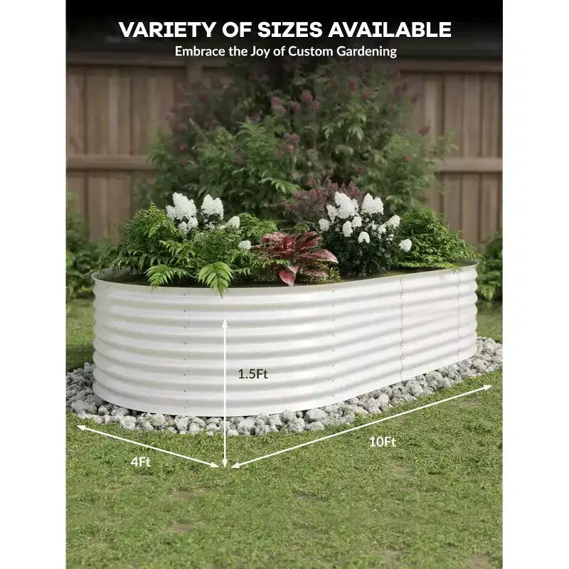 Galvanized Steel Raised Garden Beds, Rust-Resistant, Easy Assembly, for Outdoor Vegetables/Flowers, Beige, 2 Pcs, Available in Multiple Sizes