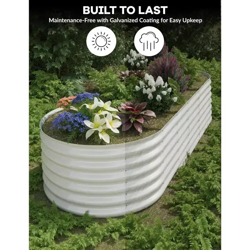 Galvanized Steel Raised Garden Beds, Rust-Resistant, Easy Assembly, for Outdoor Vegetables/Flowers, Beige, 2 Pcs, Available in Multiple Sizes