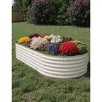 Galvanized Steel Raised Garden Beds, Rust-Resistant, Easy Assembly, for Outdoor Vegetables/Flowers, Beige, 2 Pcs, Available in Multiple Sizes
