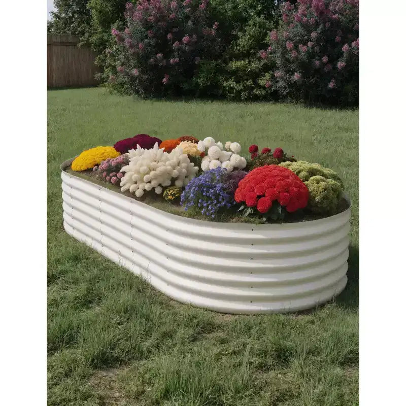 Galvanized Steel Raised Garden Beds, Rust-Resistant, Easy Assembly, for Outdoor Vegetables/Flowers, Beige, 2 Pcs, Available in Multiple Sizes