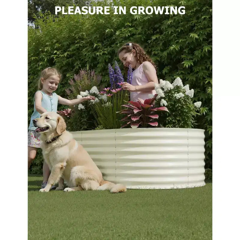 Galvanized Steel Raised Garden Beds, Rust-Resistant, Easy Assembly, for Outdoor Vegetables/Flowers, Beige, 2 Pcs, Available in Multiple Sizes
