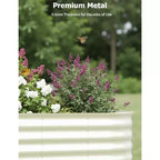 Galvanized Steel Raised Garden Beds, Rust-Resistant, Easy Assembly, for Outdoor Vegetables/Flowers, Beige, 2 Pcs, Available in Multiple Sizes