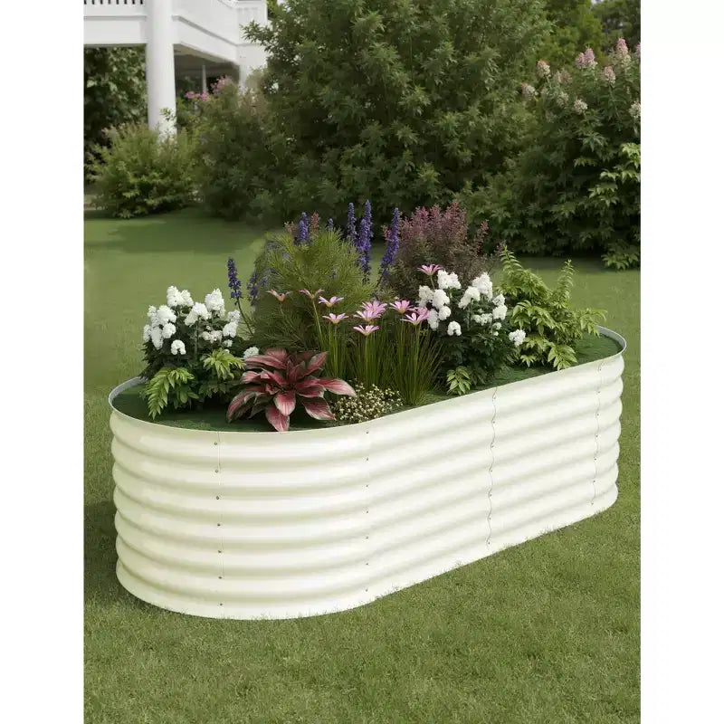 Galvanized Steel Raised Garden Beds, Rust-Resistant, Easy Assembly, for Outdoor Vegetables/Flowers, Beige, 2 Pcs, Available in Multiple Sizes