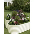Galvanized Steel Raised Garden Beds, Rust-Resistant, Easy Assembly, for Outdoor Vegetables/Flowers, Beige, 2 Pcs, Available in Multiple Sizes