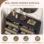 Acekool 6 Drawer Rattan Dresser Modern Chest of Drawers for Bedroom, Living Room & Hallway