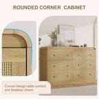 Acekool 6 Drawer Rattan Dresser Modern Chest of Drawers for Bedroom, Living Room & Hallway