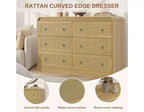 Acekool 6 Drawer Rattan Dresser Modern Chest of Drawers for Bedroom, Living Room & Hallway