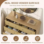 Acekool 6 Drawer Rattan Dresser Modern Chest of Drawers for Bedroom, Living Room & Hallway