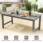 Costway HDPE Outdoor Dining Table for 6 Person 67 Patio Table w/ Wood-Like Tabletop