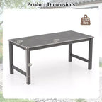 Costway HDPE Outdoor Dining Table for 6 Person 67 Patio Table w/ Wood-Like Tabletop