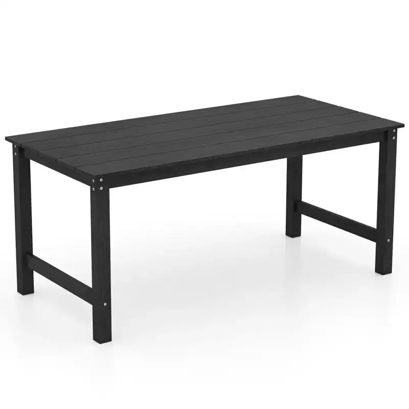 Costway HDPE Outdoor Dining Table for 6 Person 67 Patio Table w/ Wood-Like Tabletop