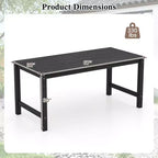 Costway HDPE Outdoor Dining Table for 6 Person 67 Patio Table w/ Wood-Like Tabletop